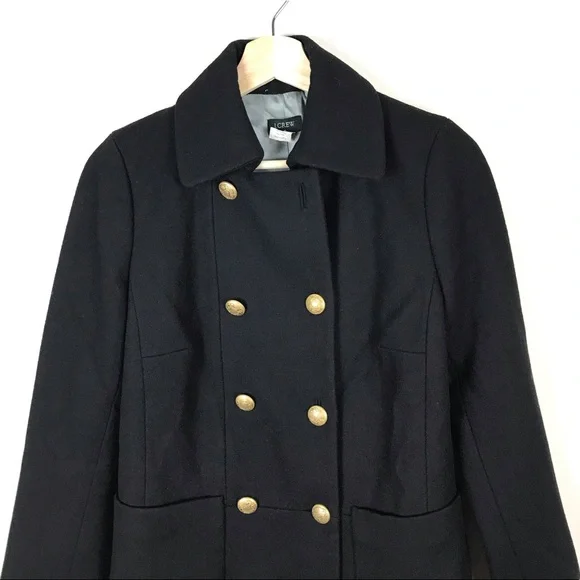 J. Crew Black Pea Coat with Gold Buttons - Picture 4 of 9
